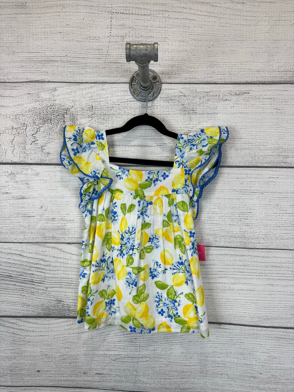 Isaac Mizrahi Girls Lemon Floral Ruffle Top Size Medium 7/8